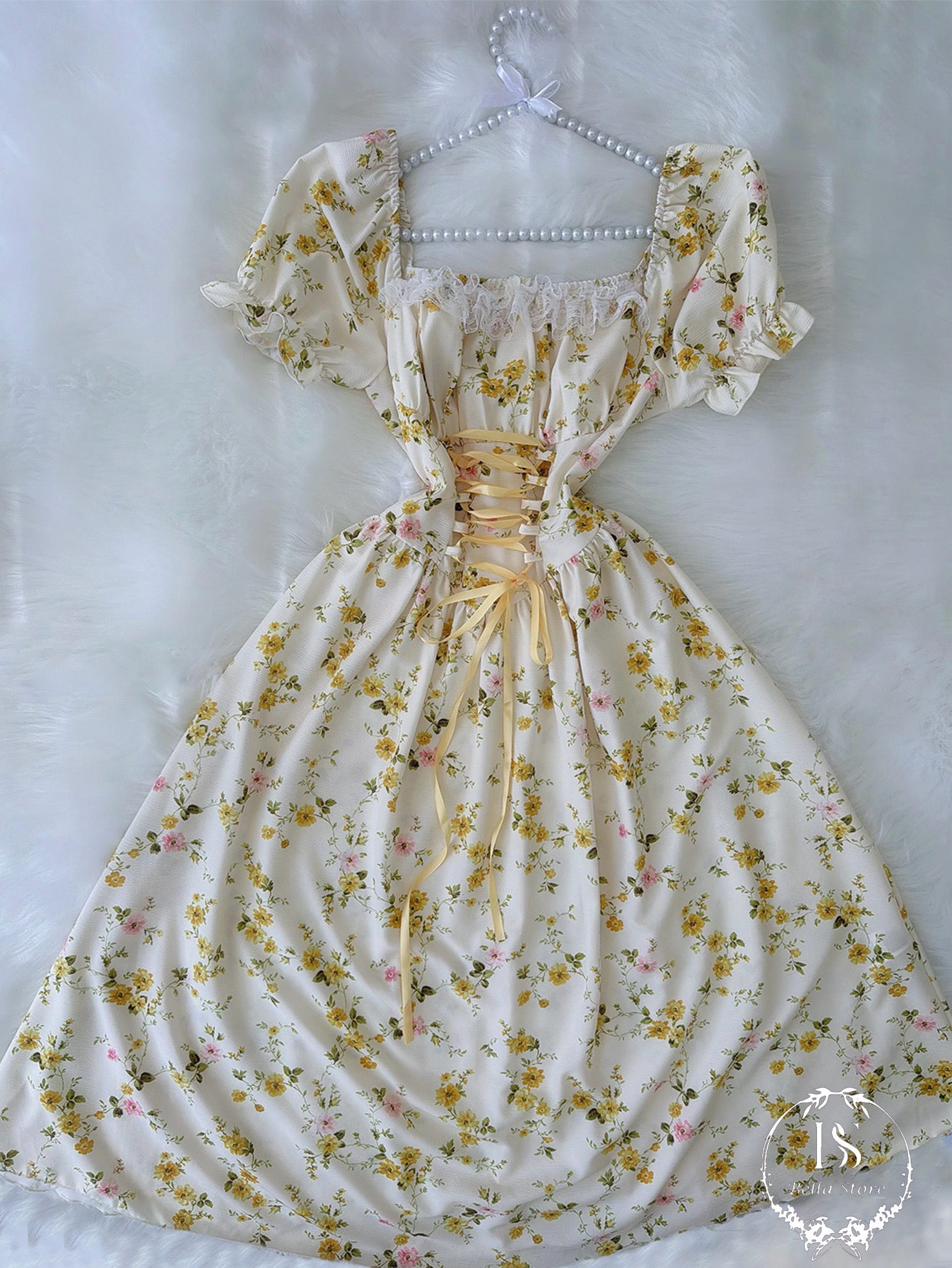 Pastel Yellow Flowers Dress