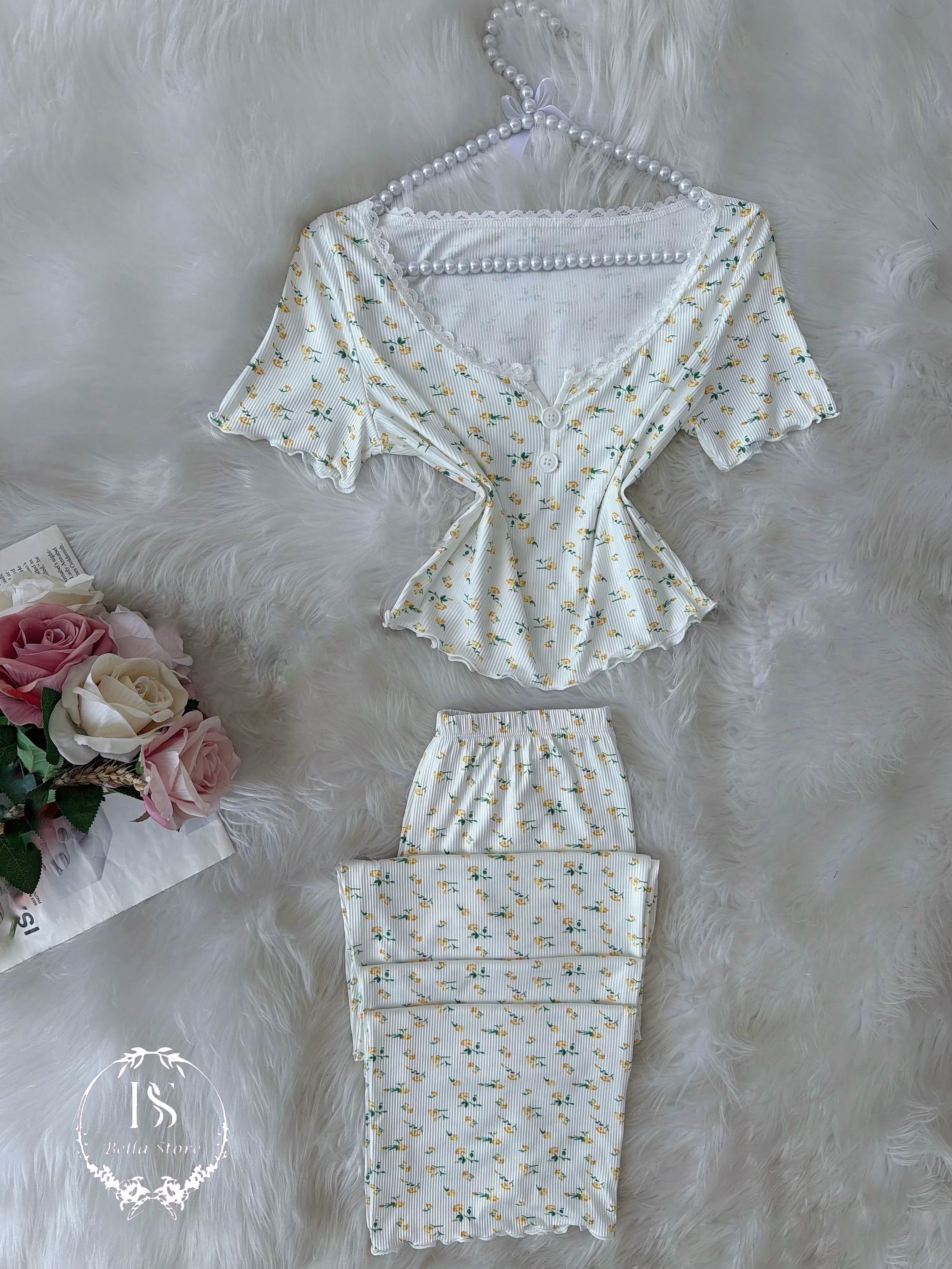 White Small Yallow Flower Half Sleeve