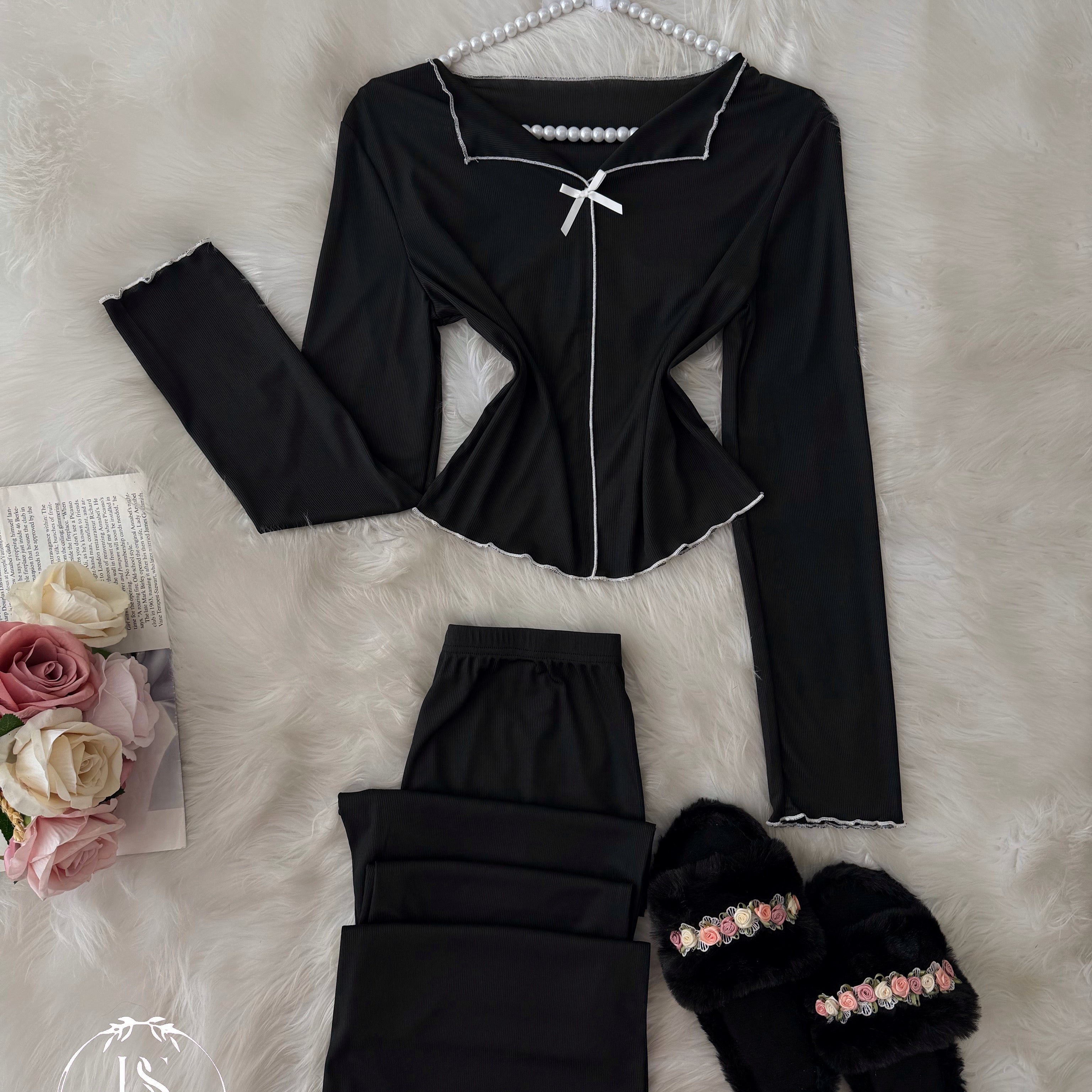 Black Small White Bow