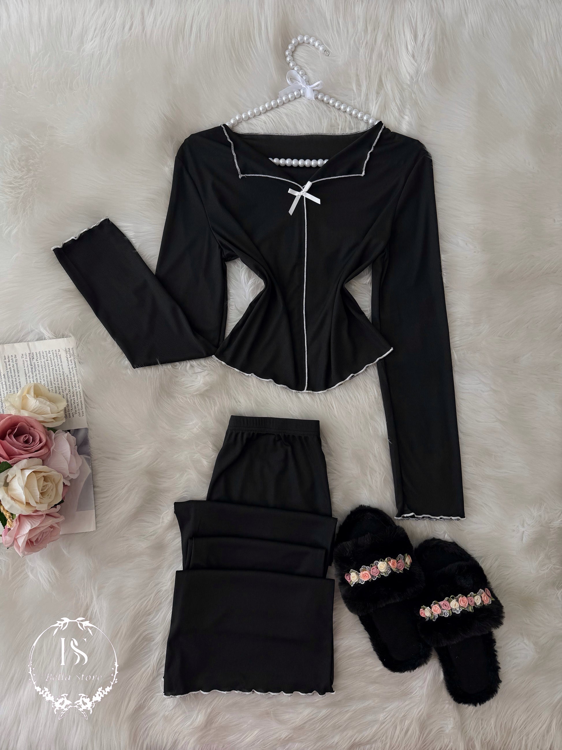 Black Small White Bow