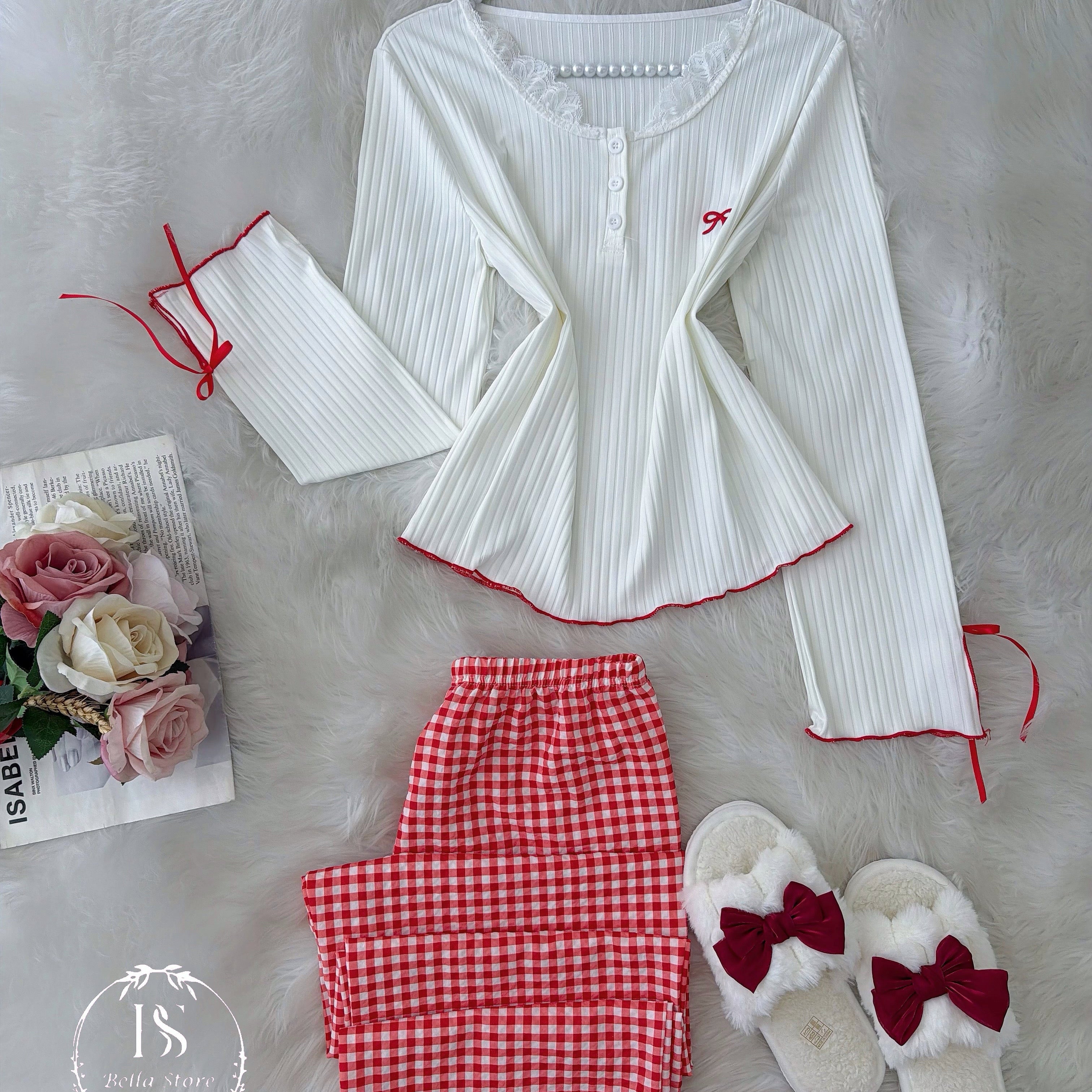 White Red Karohat Pijama - Bella Store
