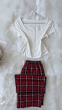 White Red Karohat Pijama Half Sleeve - Bella Store