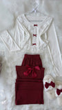 White Three Red Small Bow - Bella Store